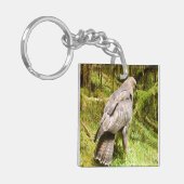 Buizerd Roofvogel Op Grond Wilde Natuur Sleutelhanger (Voorkant Links)