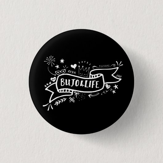 Bujo4Life Black Flair Pin Ronde Button 3,2 Cm (Voorkant)