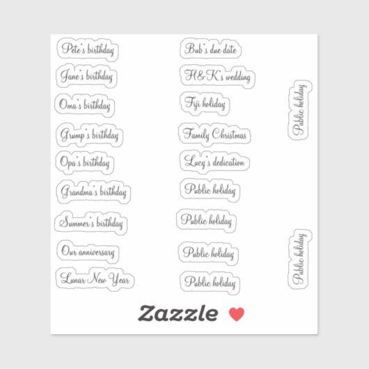 BuJo aangepaste event stickers - klein - transpara (Vel)
