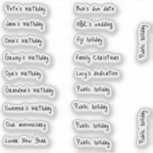 BuJo aangepaste event stickers - klein - transpara (Voorkant)