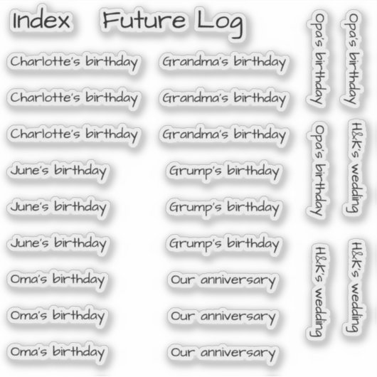 BuJo aangepaste event stickers - Med - transparant (Voorkant)