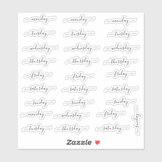BuJo dag stickers - 4 weken - transparant. (Vel)