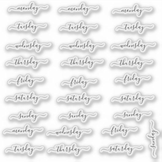 BuJo dag stickers - 4 weken - transparant. (Voorkant)