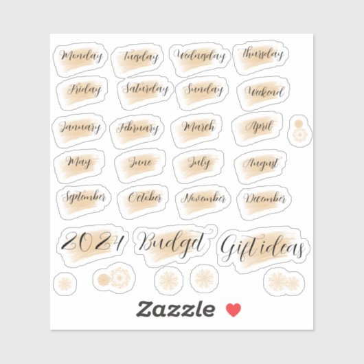 Bujo planner dagen & maanden oranje stickers (Vel)