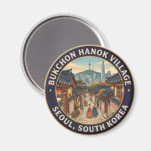 Bukchon Hanok-dorp, Seoul Zuid-Korea Magneet (Voorkant / Achterkant)