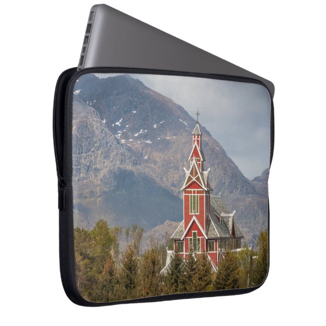 Buksnes kirke Lofoten Laptop Sleeve (Voorkant Rechts)