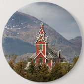 Buksnes kirke Lofoten Ronde Button 6,0 Cm (Voorkant)