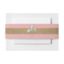 Bulap roze Floral Belly Band voor invitatiereeks