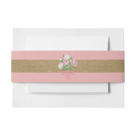 Bulap roze Floral Belly Band voor invitatiereeks Uitnodigingen Wikkel
