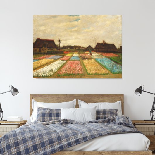 Bulb Fields van Vincent van Gogh (1883) Canvas Afdruk (Insitu (Slaapkamer))
