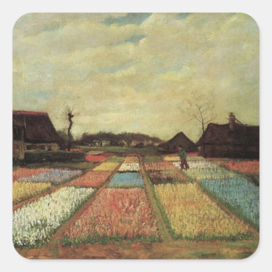 Bulb Fields van Vincent van Gogh Vierkante Sticker (Voorkant)