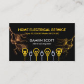 Bulb Power Plug Motif Lightning Flash-elektricien Visitekaartje (Voorkant)
