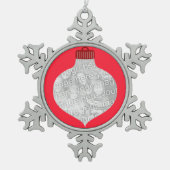 Bulb Shape for Photo Red Tin Sneeuwvlok Ornament (Voorkant)