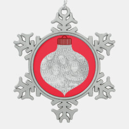 Bulb Shape for Photo Red Tin Sneeuwvlok Ornament