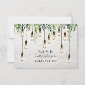  Bulbs Greenery White Brick Wedding RSVP Kaartje (Voorkant)
