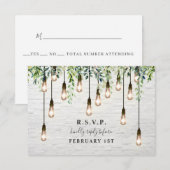  Bulbs Greenery White Brick Wedding RSVP Kaartje (Voorkant / Achterkant)