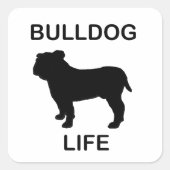 buldog leven vierkante sticker (Voorkant)