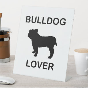 buldog-liefhebber reclamebord met voetstuk