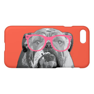 Buldog met het Roze Hoesje van de Telefoon van