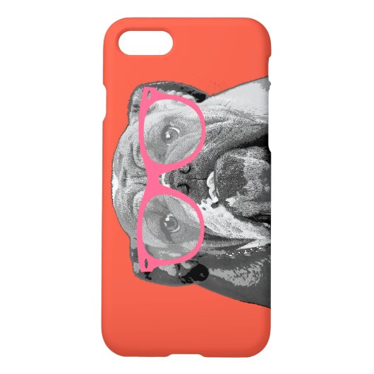 Buldog met het Roze Hoesje van de Telefoon van (Achterkant)