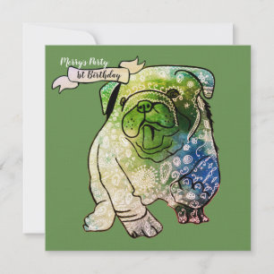 Buldog Puppy Birthday Invitation French Bulldog Kaart