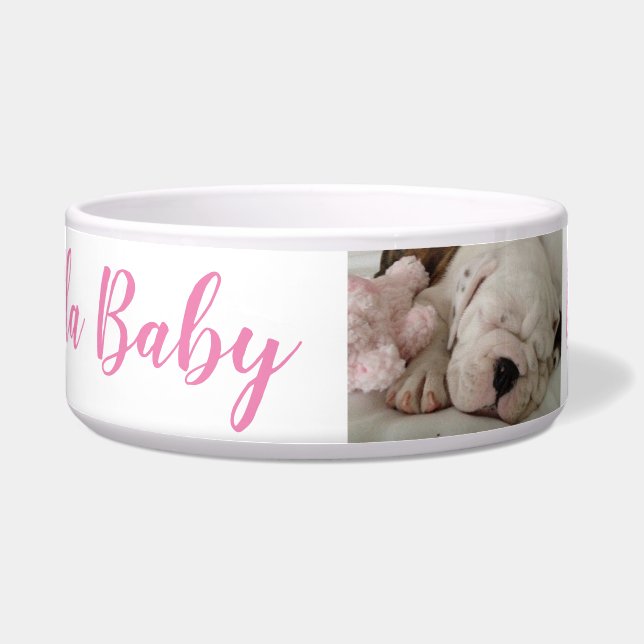 buldog puppy slapen voerbakje (Voorkant)