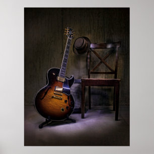 Bules Guitar met stoel Poster