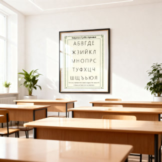 Bulgaars Cyrillisch Alfabet Authentiek Onderwijs Poster