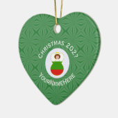 Bulgaarse Engel Kerst Naam Jaar Hart Keramisch Ornament (Links)
