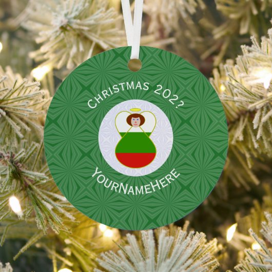 Bulgaarse engel kerstvlag gepersonaliseerd metalen ornament (Insitu)