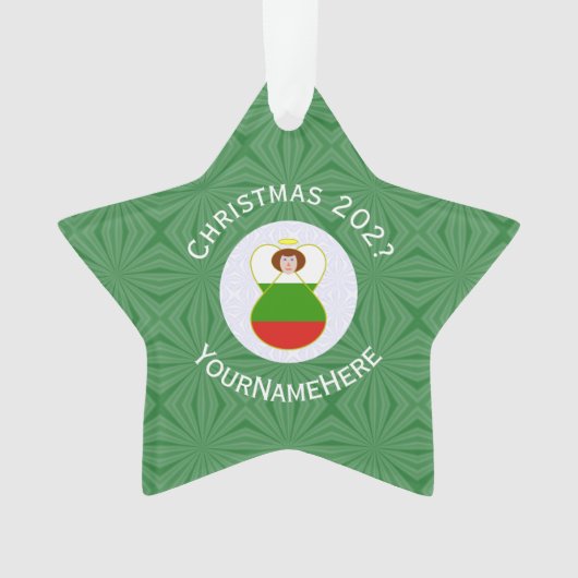 Bulgaarse engel kerstvlag gepersonaliseerd ornament (voorkant)