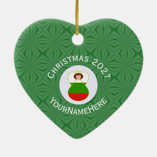 Bulgaarse engelse kerstnaam Jaar hart Keramisch Ornament (Achterkant)