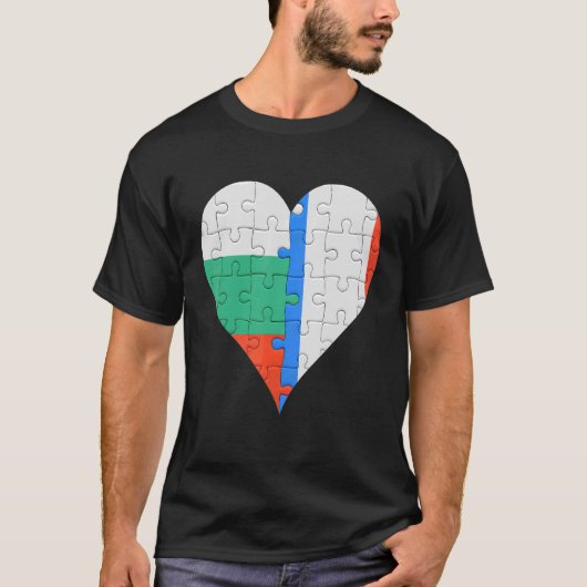 Bulgaarse Franse vlag hart T-shirt (Voorkant)