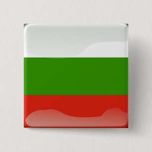 Bulgaarse glanzende vlag vierkante button 5,1 cm