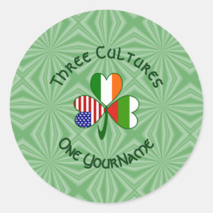 Bulgaarse Ierse Amerikaanse Klaver Vlag Personalis Ronde Sticker