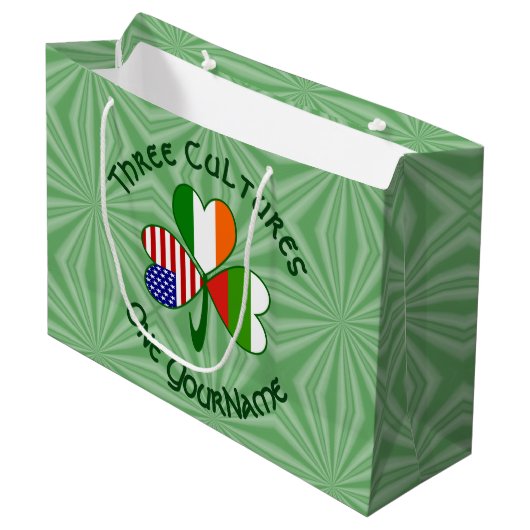 Bulgaarse Ierse Amerikaanse Shamrock Vlag Personal Groot Cadeauzakje (Voorkant Gekanteld)