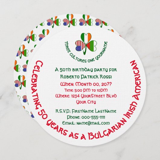 Bulgaarse Ierse USA Shamrock Verjaardag Kaart (Voorkant / Achterkant)