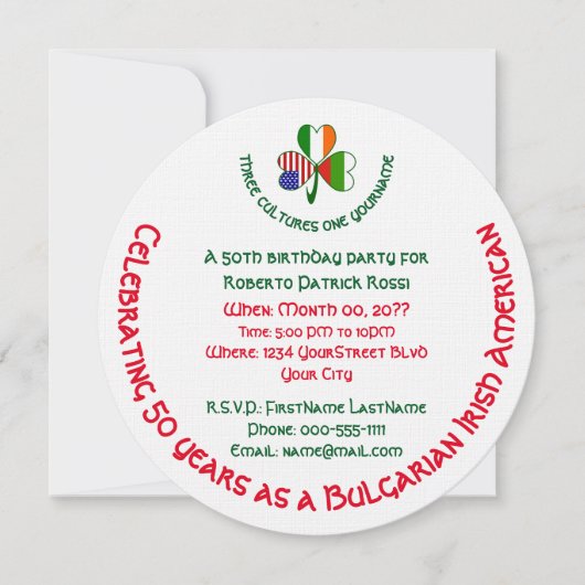 Bulgaarse Ierse USA Shamrock Verjaardag Kaart (Voorkant)