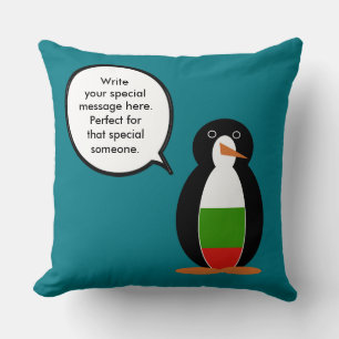 Bulgaarse pratende mevrouw Pinguïn gepersonaliseer Kussen