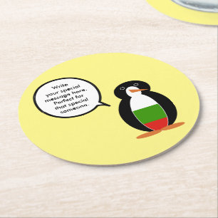 Bulgaarse pratende mevrouw Pinguïn Persoonlijk Ronde Kartonnen Onderzetter