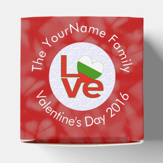 Bulgaarse rode Love Flag gepersonaliseerd Bedankdoosjes (Bovenkant)