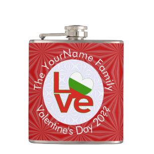Bulgaarse rode Love Flag gepersonaliseerd Heupfles