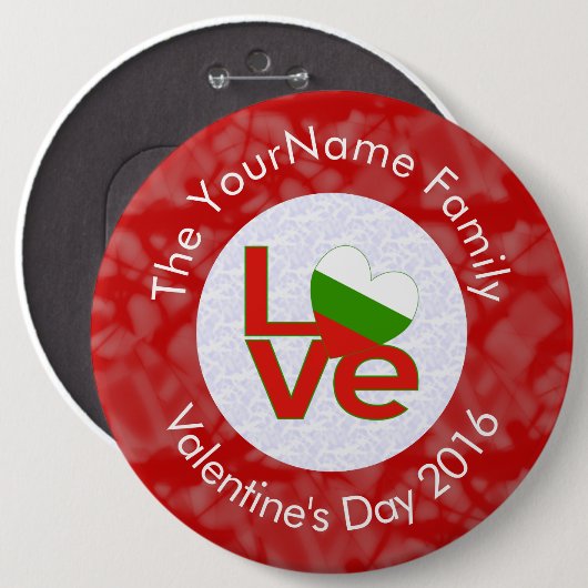 Bulgaarse rode Love Flag gepersonaliseerd Ronde Button 6,0 Cm (Voorkant /achterkant)