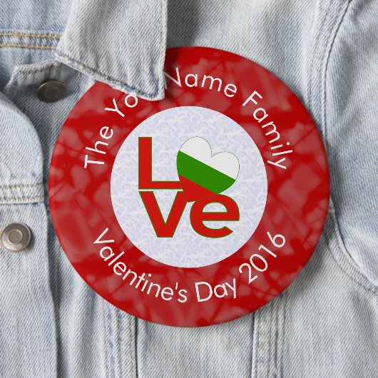 Bulgaarse rode Love Flag gepersonaliseerd Ronde Button 6,0 Cm (In situ)