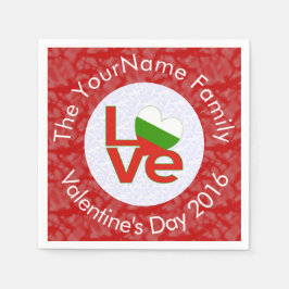 Bulgaarse rode Love Flag gepersonaliseerd Servet