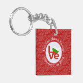 Bulgaarse rode Love Flag gepersonaliseerd Sleutelhanger (Voorkant Links)