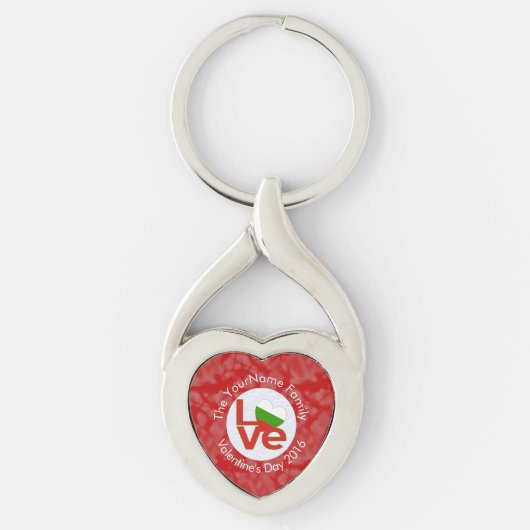 Bulgaarse rode Love Flag gepersonaliseerd Sleutelhanger (Voorkant)