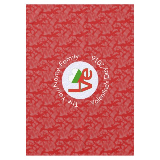 Bulgaarse rode Love Flag gepersonaliseerd Tafelkleed (Voorkant)