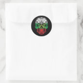 Bulgaarse schedel en Rozen vlag Ronde Sticker (Tas)