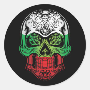 Bulgaarse schedel en Rozen vlag Ronde Sticker